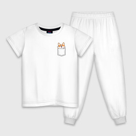 Детская пижама хлопок с принтом Корги в кармашке в Курске, 100% хлопок |  брюки и футболка прямого кроя, без карманов, на брюках мягкая резинка на поясе и по низу штанин
 | вельш корги | звери | корги | собаки