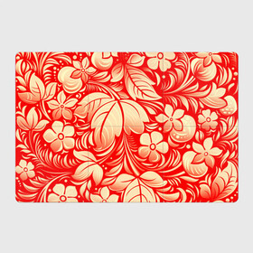 Магнитный плакат 3Х2 с принтом НАЦИОНАЛЬНЫЙ УЗОР в Курске, Полимерный материал с магнитным слоем | 6 деталей размером 9*9 см | flowers | national | red | russia | white | белый | красный | листья | национальный | россия | узор | хохлома | цветы