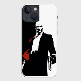 Чехол для iPhone 13 mini с принтом Hitman BW в Курске,  |  | Тематика изображения на принте: agent 47 | game | games | hitman | hitmen | агент 47 | игра | игры | ршеьфт | хитман | хитмэн