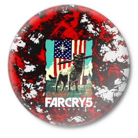 Значок с принтом farcry5 в Курске,  металл | круглая форма, металлическая застежка в виде булавки | doge | farcry | fc 5 | fc5 | фар край