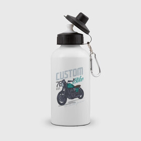 Бутылка спортивная с принтом Custom Bike в Курске, металл | емкость — 500 мл, в комплекте две пластиковые крышки и карабин для крепления | bike | custom | байк | байкер | кастом | мото | мотокросс | мотоцикл | скорость