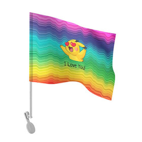 Флаг для автомобиля с принтом Влюбленный пикачу в Курске, 100% полиэстер | Размер: 30*21 см | anime | picachu | pikachu | аниме | милый | пика | пикачу | покебол | покемон