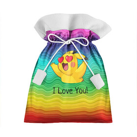 Подарочный 3D мешок с принтом Влюбленный пикачу в Курске, 100% полиэстер | Размер: 29*39 см | anime | picachu | pikachu | аниме | милый | пика | пикачу | покебол | покемон