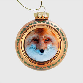 Стеклянный ёлочный шар с принтом Мордочка лисы в Курске, Стекло | Диаметр: 80 мм | fox | foxy | животное | звери | лиса | лисенок | лисичка | милая | рыжая | фокс