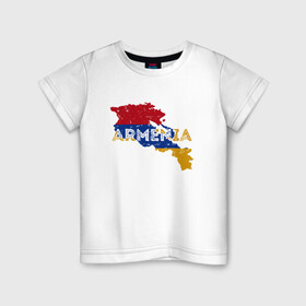 Детская футболка хлопок с принтом Armenia Map в Курске, 100% хлопок | круглый вырез горловины, полуприлегающий силуэт, длина до линии бедер | armenia | armenya | арарат | армения | армяне | армянин | горы | ереван | кавказ | народ | саркисян | ссср | страна | флаг