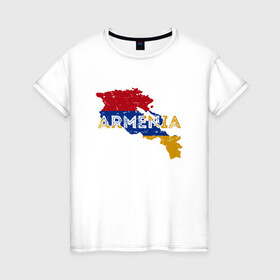Женская футболка хлопок с принтом Armenia Map в Курске, 100% хлопок | прямой крой, круглый вырез горловины, длина до линии бедер, слегка спущенное плечо | armenia | armenya | арарат | армения | армяне | армянин | горы | ереван | кавказ | народ | саркисян | ссср | страна | флаг