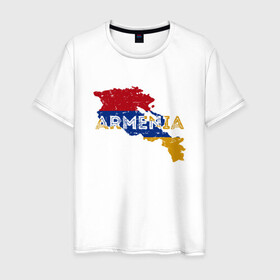 Мужская футболка хлопок с принтом Armenia Map в Курске, 100% хлопок | прямой крой, круглый вырез горловины, длина до линии бедер, слегка спущенное плечо. | Тематика изображения на принте: armenia | armenya | арарат | армения | армяне | армянин | горы | ереван | кавказ | народ | саркисян | ссср | страна | флаг