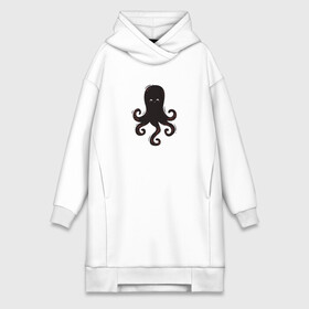 Платье-худи хлопок с принтом Осьминог каваи в Курске,  |  | cute | octopus | милый | морское | осьминог | осьминожка | паттерн | тентакли | щупальца