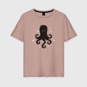 Женская футболка хлопок Oversize с принтом Осьминог каваи в Курске, 100% хлопок | свободный крой, круглый ворот, спущенный рукав, длина до линии бедер
 | cute | octopus | милый | морское | осьминог | осьминожка | паттерн | тентакли | щупальца