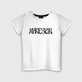 Детская футболка хлопок с принтом Maneskin в Курске, 100% хлопок | круглый вырез горловины, полуприлегающий силуэт, длина до линии бедер | maneskin | евровидение 2021 | манескин | монскин