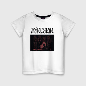 Детская футболка хлопок с принтом Maneskin в Курске, 100% хлопок | круглый вырез горловины, полуприлегающий силуэт, длина до линии бедер | maneskin | manskin | monskin | манескин | монскин