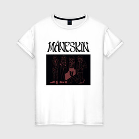 Женская футболка хлопок с принтом Maneskin в Курске, 100% хлопок | прямой крой, круглый вырез горловины, длина до линии бедер, слегка спущенное плечо | maneskin | manskin | monskin | манескин | монскин