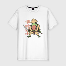 Мужская футболка хлопок Slim с принтом Винтажный Авокадо Самурай в Курске, 92% хлопок, 8% лайкра | приталенный силуэт, круглый вырез ворота, длина до линии бедра, короткий рукав | art | avocado | cyberpunk samurai | kanji | ninja | oni | retro | ronin | samurai | shogun | vintage | арт | гуакамоле | иероглифы | кандзи | киберпанк самурай | мерч | путь воина | ретро | ронин | сёгун | токио | харакири | черный самурай | япо