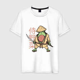 Мужская футболка хлопок с принтом Винтажный Авокадо Самурай в Курске, 100% хлопок | прямой крой, круглый вырез горловины, длина до линии бедер, слегка спущенное плечо. | art | avocado | cyberpunk samurai | kanji | ninja | oni | retro | ronin | samurai | shogun | vintage | арт | гуакамоле | иероглифы | кандзи | киберпанк самурай | мерч | путь воина | ретро | ронин | сёгун | токио | харакири | черный самурай | япо