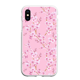 Чехол для iPhone XS Max матовый с принтом Цветущая розовая вишня в Курске, Силикон | Область печати: задняя сторона чехла, без боковых панелей | cherry blossom | sakura | азия | весна | ветки | вишня | для девушки | женский | милый | нежный | природа | розовый | сакура | цветение | цветочный принт | цветущая вишня | цветущие ветки | цветущий миндаль
