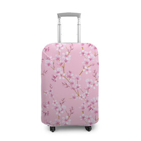 Чехол для чемодана 3D с принтом Цветущая розовая вишня в Курске, 86% полиэфир, 14% спандекс | двустороннее нанесение принта, прорези для ручек и колес | Тематика изображения на принте: cherry blossom | sakura | азия | весна | ветки | вишня | для девушки | женский | милый | нежный | природа | розовый | сакура | цветение | цветочный принт | цветущая вишня | цветущие ветки | цветущий миндаль