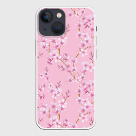 Чехол для iPhone 13 mini с принтом Цветущая розовая вишня в Курске,  |  | cherry blossom | sakura | азия | весна | ветки | вишня | для девушки | женский | милый | нежный | природа | розовый | сакура | цветение | цветочный принт | цветущая вишня | цветущие ветки | цветущий миндаль