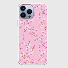 Чехол для iPhone 13 Pro Max с принтом Цветущая розовая вишня в Курске,  |  | Тематика изображения на принте: cherry blossom | sakura | азия | весна | ветки | вишня | для девушки | женский | милый | нежный | природа | розовый | сакура | цветение | цветочный принт | цветущая вишня | цветущие ветки | цветущий миндаль