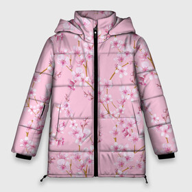 Женская зимняя куртка Oversize с принтом Цветущая розовая вишня в Курске, верх — 100% полиэстер; подкладка — 100% полиэстер; утеплитель — 100% полиэстер | длина ниже бедра, силуэт Оверсайз. Есть воротник-стойка, отстегивающийся капюшон и ветрозащитная планка. 

Боковые карманы с листочкой на кнопках и внутренний карман на молнии | cherry blossom | sakura | азия | весна | ветки | вишня | для девушки | женский | милый | нежный | природа | розовый | сакура | цветение | цветочный принт | цветущая вишня | цветущие ветки | цветущий миндаль