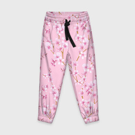 Детские брюки 3D с принтом Цветущая розовая вишня в Курске, 100% полиэстер | манжеты по низу, эластичный пояс регулируется шнурком, по бокам два кармана без застежек, внутренняя часть кармана из мелкой сетки | Тематика изображения на принте: cherry blossom | sakura | азия | весна | ветки | вишня | для девушки | женский | милый | нежный | природа | розовый | сакура | цветение | цветочный принт | цветущая вишня | цветущие ветки | цветущий миндаль