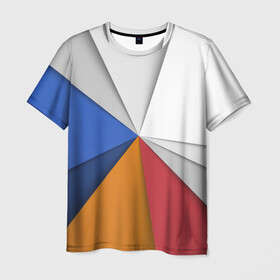 Мужская футболка 3D с принтом Трегоугольник в Курске, 100% полиэфир | прямой крой, круглый вырез горловины, длина до линии бедер | Тематика изображения на принте: color | иллюстрация | треугольник | узоры | цвета