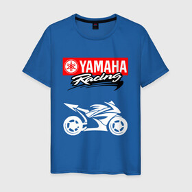 Мужская футболка хлопок с принтом YAMAHA / ЯМАХА / RACING в Курске, 100% хлопок | прямой крой, круглый вырез горловины, длина до линии бедер, слегка спущенное плечо. | motorcycle | yamaha | yzf r6. | байк | байкер | мотоспорт | мототехника | мотоцикл | мотоциклист | скутер | ямаха