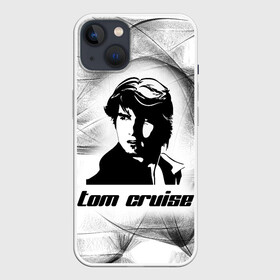 Чехол для iPhone 13 с принтом Tom Cruise (famous actor) в Курске,  |  | black and white | famous actor | hollywood actor | tom cruise | tom cruise lettering | tom cruise print | актер голливуда | известный актер | надпись том круз | принт том круз | том круз | черный и белый