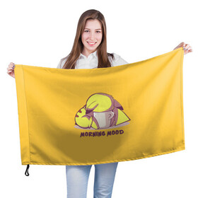 Флаг 3D с принтом Pikachu morning mood в Курске, 100% полиэстер | плотность ткани — 95 г/м2, размер — 67 х 109 см. Принт наносится с одной стороны | morning | pikachu | pokemon | кофе | настроение | пикачу | покемон | утро