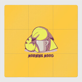 Магнитный плакат 3Х3 с принтом Pikachu morning mood в Курске, Полимерный материал с магнитным слоем | 9 деталей размером 9*9 см | Тематика изображения на принте: morning | pikachu | pokemon | кофе | настроение | пикачу | покемон | утро