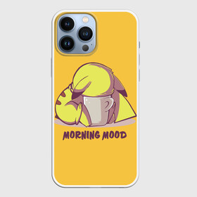 Чехол для iPhone 13 Pro Max с принтом Pikachu morning mood в Курске,  |  | Тематика изображения на принте: morning | pikachu | pokemon | кофе | настроение | пикачу | покемон | утро