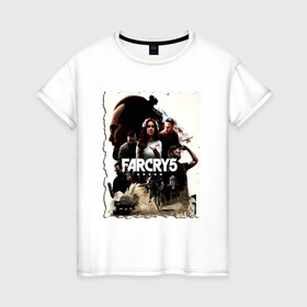 Женская футболка хлопок с принтом FARCRY GAME в Курске, 100% хлопок | прямой крой, круглый вырез горловины, длина до линии бедер, слегка спущенное плечо | farcry | fc 5 | fc5 | фар край