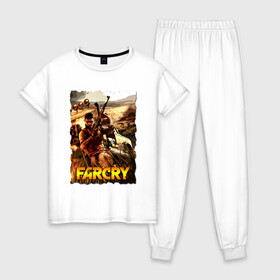 Женская пижама хлопок с принтом FARCRY Fortune’s в Курске, 100% хлопок | брюки и футболка прямого кроя, без карманов, на брюках мягкая резинка на поясе и по низу штанин | farcry | fc 5 | fc5 | фар край