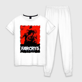 Женская пижама хлопок с принтом FARCRY  | ФАРКРАЙ  в Курске, 100% хлопок | брюки и футболка прямого кроя, без карманов, на брюках мягкая резинка на поясе и по низу штанин | farcry | fc 5 | fc5 | фар край