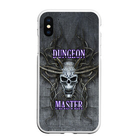 Чехол для iPhone XS Max матовый с принтом DM Dungeon Master SKULL в Курске, Силикон | Область печати: задняя сторона чехла, без боковых панелей | dd | dm | dungeon master | dungeons and dragons | skull | днд | мастер подземелий | подземелья и драконы