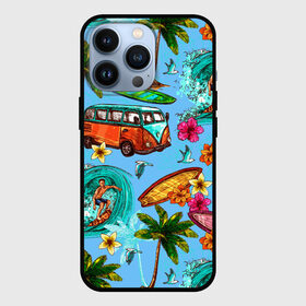 Чехол для iPhone 13 Pro с принтом Пальмы, волны, серфинг в Курске,  |  | beach | club | palm | party | sea | summer | tropical | волна | волны | жара | летние | лето | море | очки | пальмы | пляж | серф | серфинг | тропический