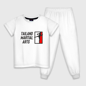 Детская пижама хлопок с принтом MUAY THAI (двусторонняя) в Курске, 100% хлопок |  брюки и футболка прямого кроя, без карманов, на брюках мягкая резинка на поясе и по низу штанин
 | boxing | fight night | kikcboxing | mma | muay thai | муай тай | тайский бокс