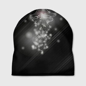 Шапка 3D с принтом Медуза на черном в Курске, 100% полиэстер | универсальный размер, печать по всей поверхности изделия | Тематика изображения на принте: jellyfish | medusa | жители | медуза | медузы | морские | океан
