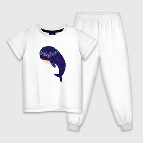 Детская пижама хлопок с принтом Кит в Курске, 100% хлопок |  брюки и футболка прямого кроя, без карманов, на брюках мягкая резинка на поясе и по низу штанин
 | Тематика изображения на принте: whale | белый кит | кит | киты | морские | паттерн | синий кит