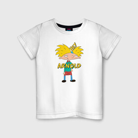 Детская футболка хлопок с принтом Hey Arnold! в Курске, 100% хлопок | круглый вырез горловины, полуприлегающий силуэт, длина до линии бедер | arnold | hey | hey arnold | арнольд | эй арнольд