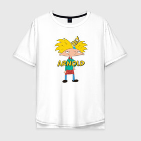 Мужская футболка хлопок Oversize с принтом Hey Arnold! в Курске, 100% хлопок | свободный крой, круглый ворот, “спинка” длиннее передней части | arnold | hey | hey arnold | арнольд | эй арнольд