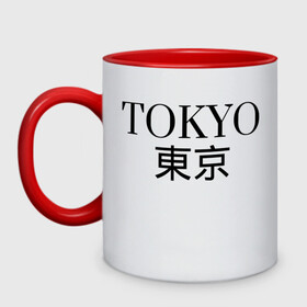 Кружка двухцветная с принтом ------Tokyo------Япония в Курске, керамика | объем — 330 мл, диаметр — 80 мм. Цветная ручка и кайма сверху, в некоторых цветах — вся внутренняя часть | в топе | в тренде | город | иероглифами | надпись | надпись токио | стильно | япония
