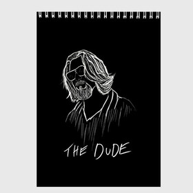 Скетчбук с принтом THE DUDE (Большой Лебовски) в Курске, 100% бумага
 | 48 листов, плотность листов — 100 г/м2, плотность картонной обложки — 250 г/м2. Листы скреплены сверху удобной пружинной спиралью | Тематика изображения на принте: abide | big | dude | jeff | lebowski | the | большой | лебовски | фильм | чувак