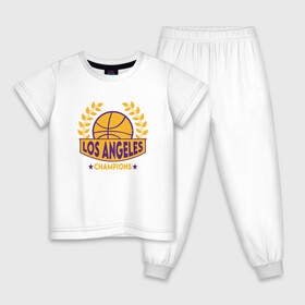 Детская пижама хлопок с принтом Los Angeles Champions в Курске, 100% хлопок |  брюки и футболка прямого кроя, без карманов, на брюках мягкая резинка на поясе и по низу штанин
 | Тематика изображения на принте: basketball | bryant | game | james | kobe | lakers | lebron | los angeles | nba | sport | streetball | баскетбол | баскетболист | брайант | джеймс | игра | игрок | коби | леброн | лейкерс | лос анджелес | мяч | нба | спорт | стритбол