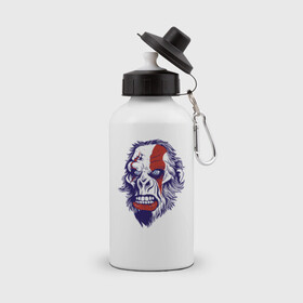 Бутылка спортивная с принтом Monkey Kratos в Курске, металл | емкость — 500 мл, в комплекте две пластиковые крышки и карабин для крепления | monkey | бог войны | животные | иллюстрация | кратос