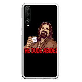 Чехол для Honor P30 с принтом The Dude Abides (Lebowski) в Курске, Силикон | Область печати: задняя сторона чехла, без боковых панелей | abide | big | dude | jeff | lebowski | the | большой | лебовски | фильм | чувак