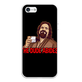 Чехол для iPhone 5/5S матовый с принтом The Dude Abides (Lebowski) в Курске, Силикон | Область печати: задняя сторона чехла, без боковых панелей | Тематика изображения на принте: abide | big | dude | jeff | lebowski | the | большой | лебовски | фильм | чувак