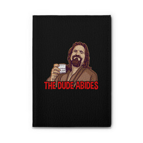 Обложка для автодокументов с принтом The Dude Abides (Lebowski) в Курске, натуральная кожа |  размер 19,9*13 см; внутри 4 больших “конверта” для документов и один маленький отдел — туда идеально встанут права | abide | big | dude | jeff | lebowski | the | большой | лебовски | фильм | чувак