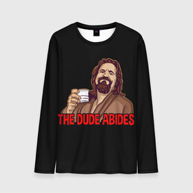 Мужской лонгслив 3D с принтом The Dude Abides (Lebowski) в Курске, 100% полиэстер | длинные рукава, круглый вырез горловины, полуприлегающий силуэт | abide | big | dude | jeff | lebowski | the | большой | лебовски | фильм | чувак