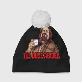 Шапка 3D c помпоном с принтом The Dude Abides (Lebowski) в Курске, 100% полиэстер | универсальный размер, печать по всей поверхности изделия | abide | big | dude | jeff | lebowski | the | большой | лебовски | фильм | чувак