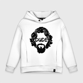 Детское худи Oversize хлопок с принтом Dude | Чувак в Курске, френч-терри — 70% хлопок, 30% полиэстер. Мягкий теплый начес внутри —100% хлопок | боковые карманы, эластичные манжеты и нижняя кромка, капюшон на магнитной кнопке | abide | big | dude | jeff | lebowski | the | большой | лебовски | фильм | чувак